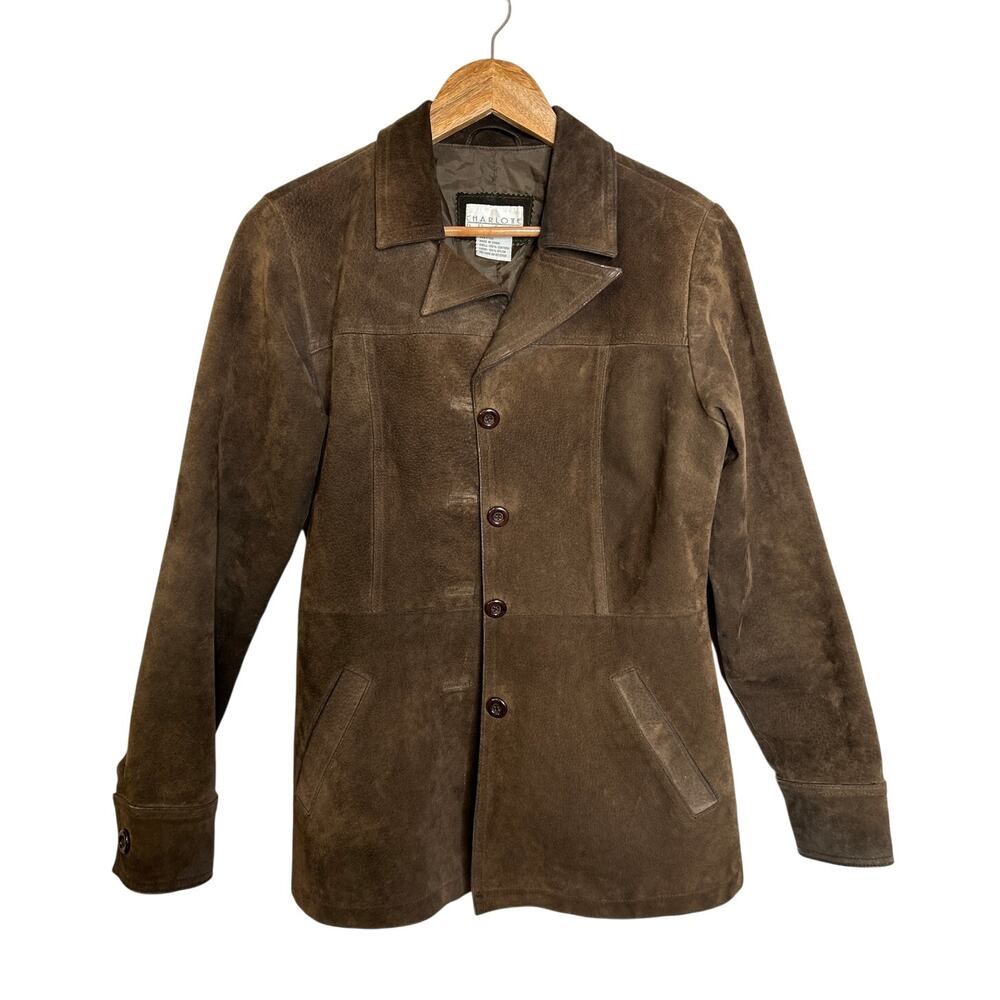Vintage Charlotte‎ Russe Women's Chocolate Brown Suede Leather Jacket M